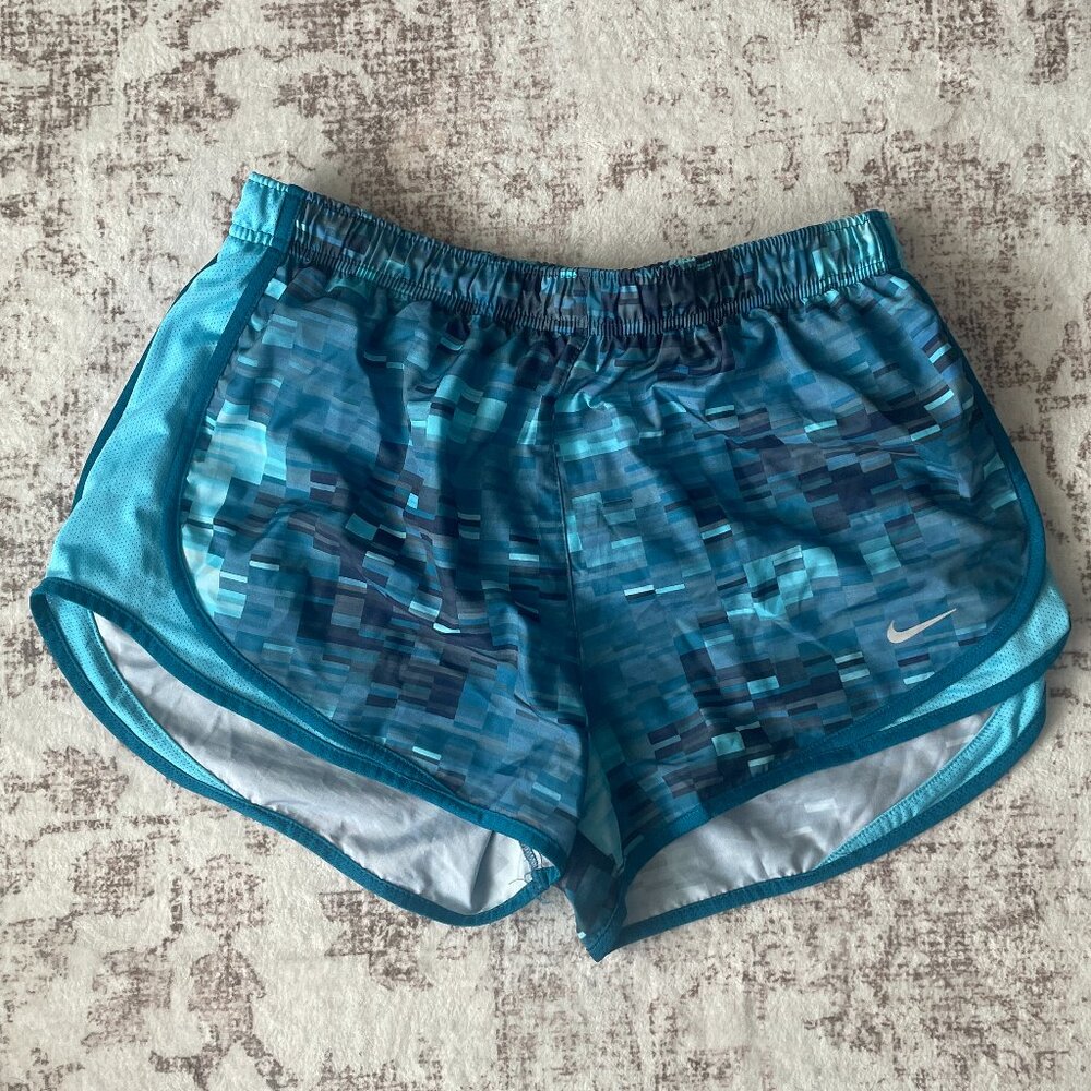 Nike Dri-FIT Running Shorts Blue Geometric Print Built-In Liner |  Women’s Large